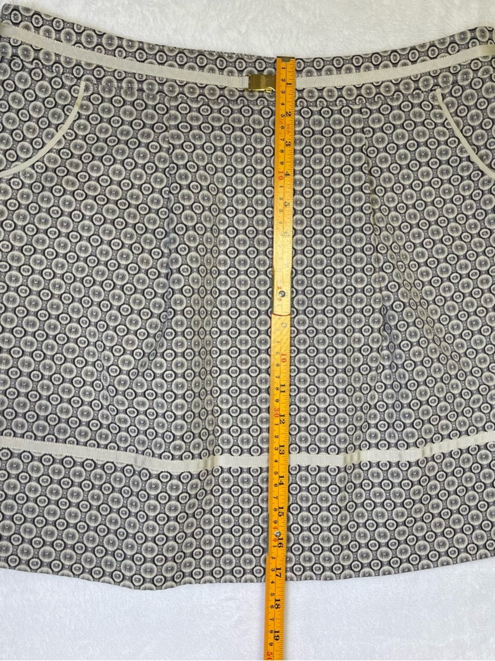 Gianni Bini Women’s 10 Cream, Black and Light Purple Circle Jacquard Lined Skirt - Picture 10 of 11